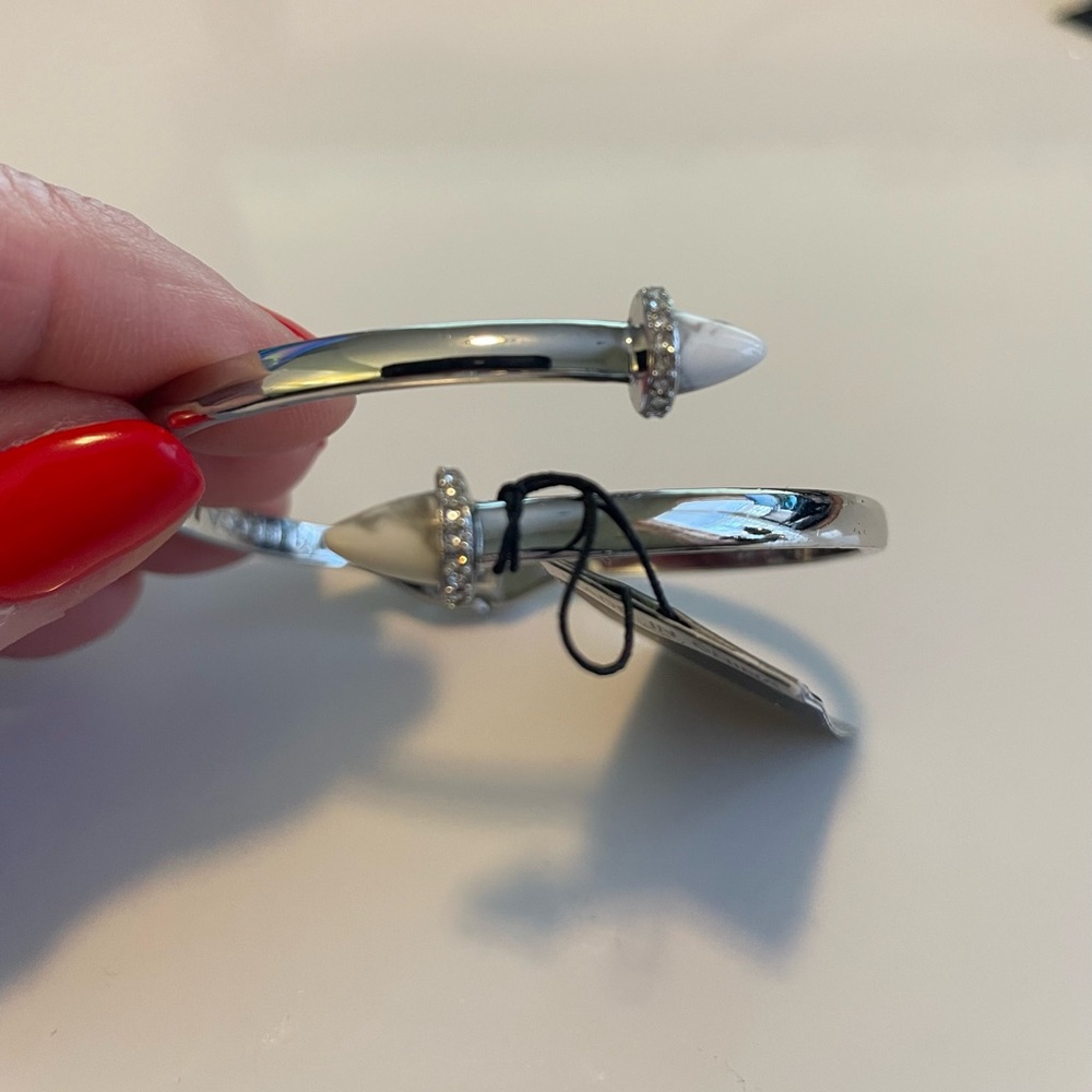 Rebecca Minkoff Silver and White Spike Bangle